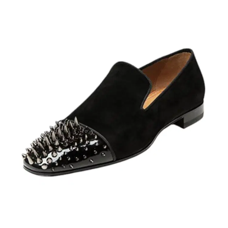Christian Louboutin Mens Studded Cap Toe Suede Loafers-Hover-Image