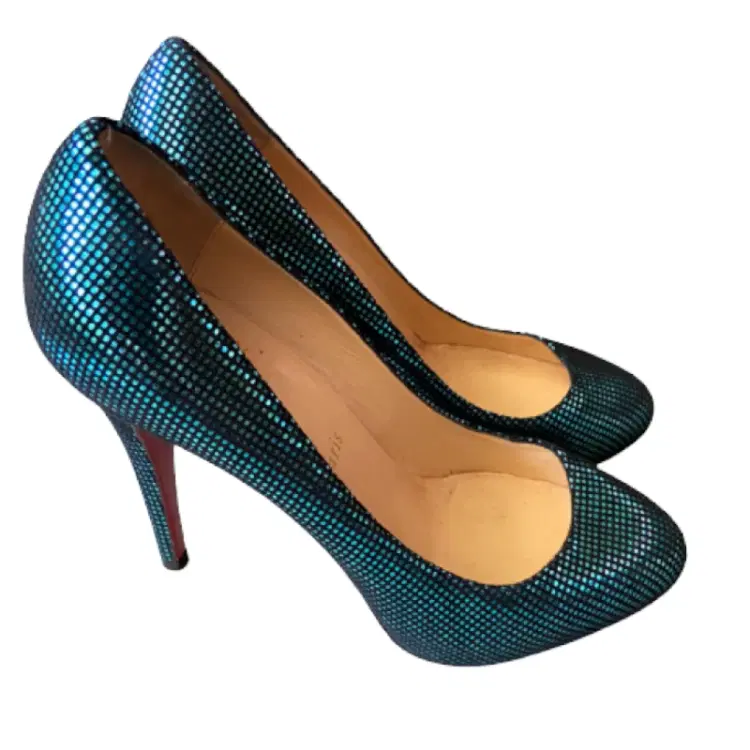 Christian Louboutin Turquoise Suede Square Metal Declic 120 Pumps-Hover-Image