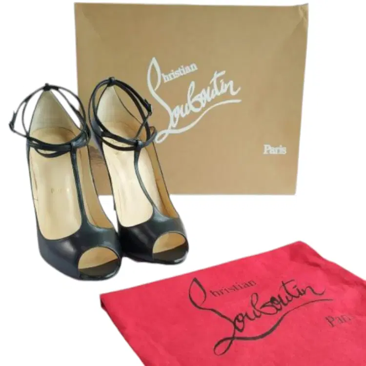 Christian Louboutin Black Talitha 100 T-Strap Heels Pumps-Hover-Image