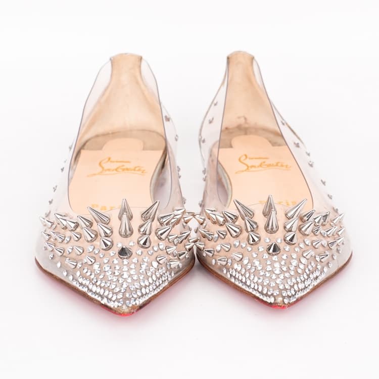 Size 35.5 - Christian Louboutin Transparent PVC Spike Collaclou Flats-Hover-Image
