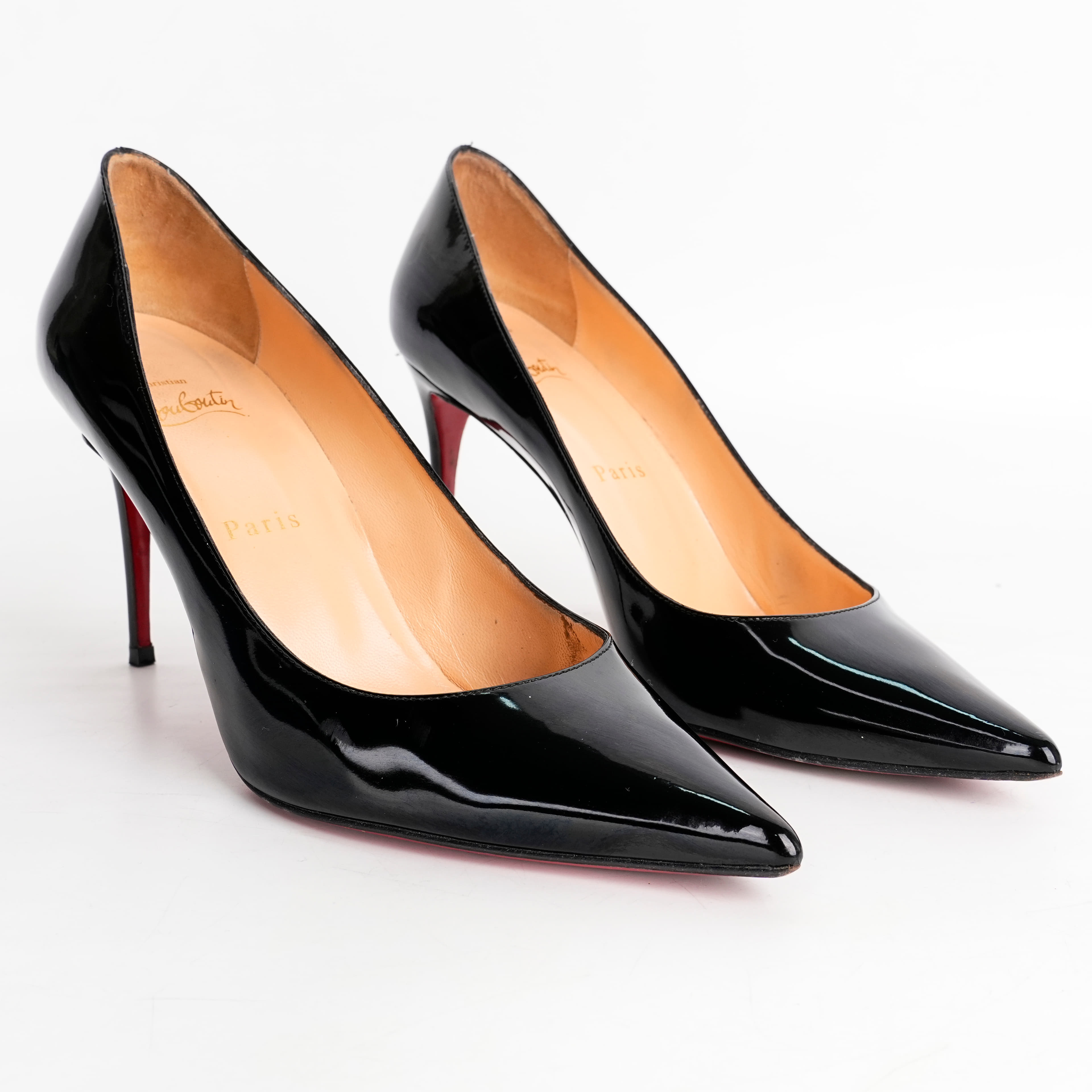 Size 38 - Christian Louboutin Black Patent Leather Pumps