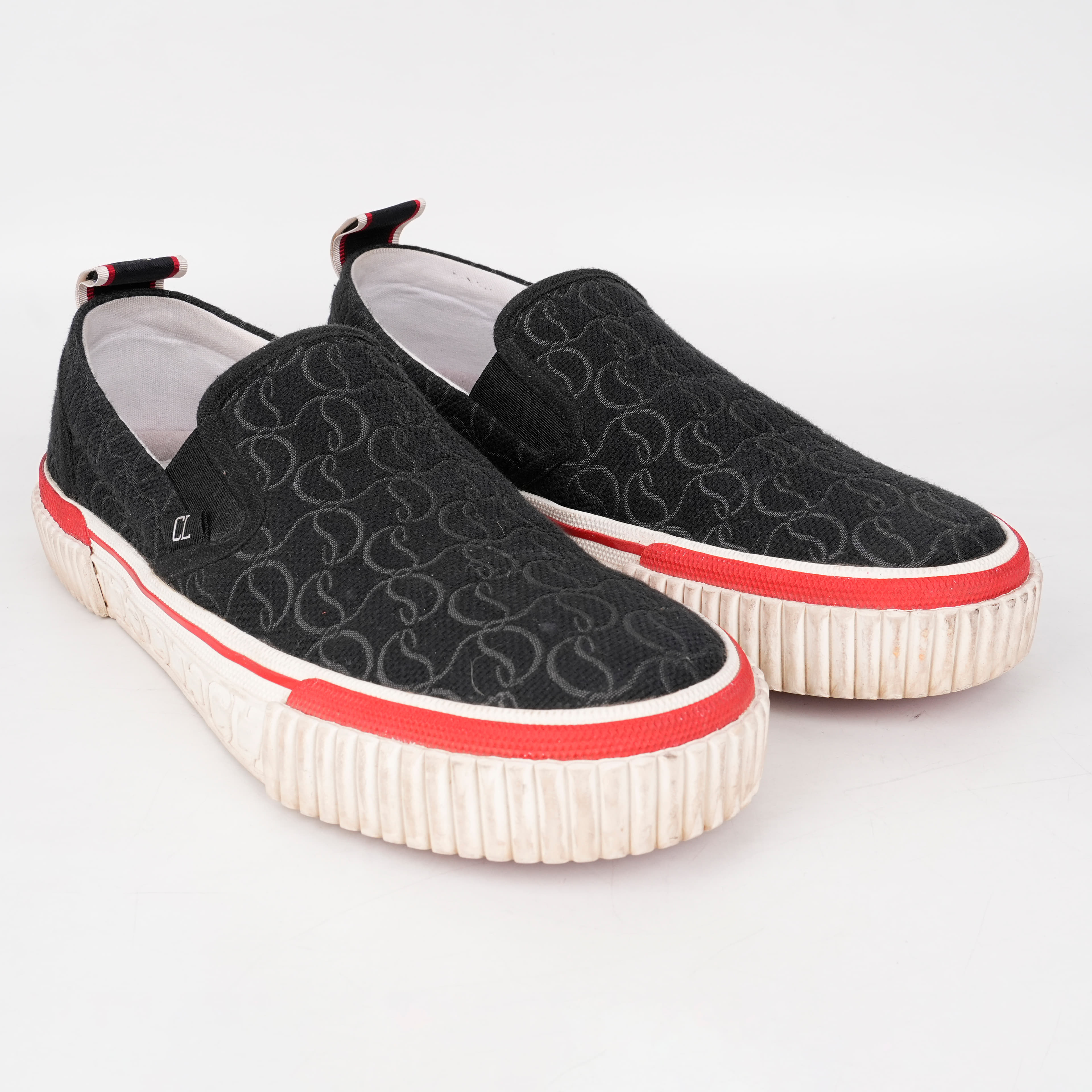 EU 42 - Christian Louboutin Pedro Boat Jacquard Slip-on Sneakers