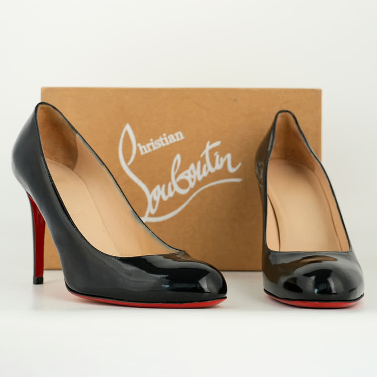 Size 39 - Christian Louboutin Black Patent Leather Pumps-Hover-Image