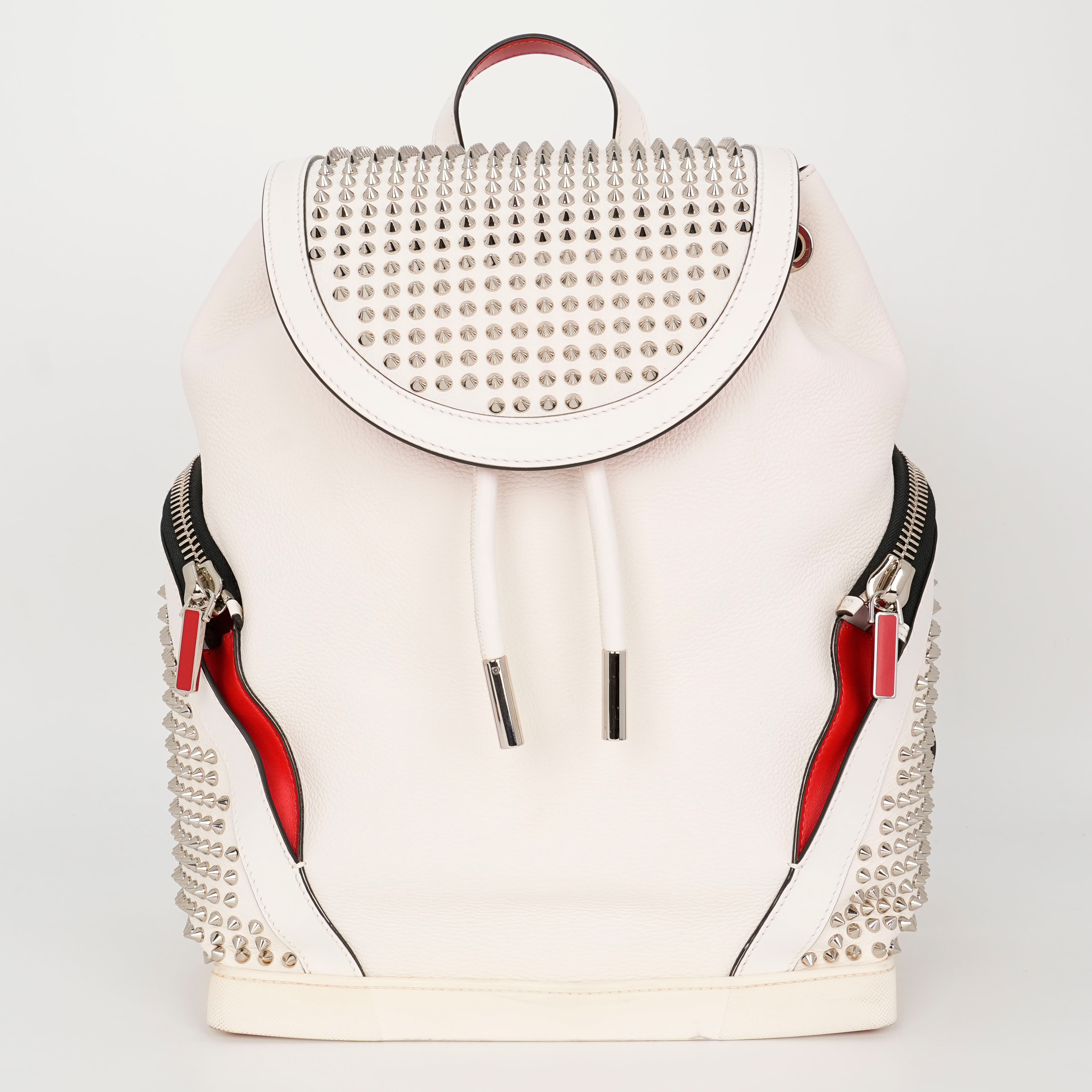 Christian Louboutin Calfskin Spiked Explorafunk Backpack White