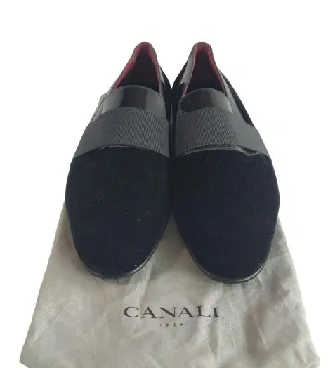 Canali Black Velvet Evening Loafers Size / 41