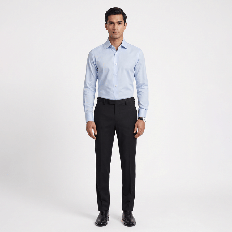 Size-44 Canali Light Blue Stripped Shirt-Hover-Image