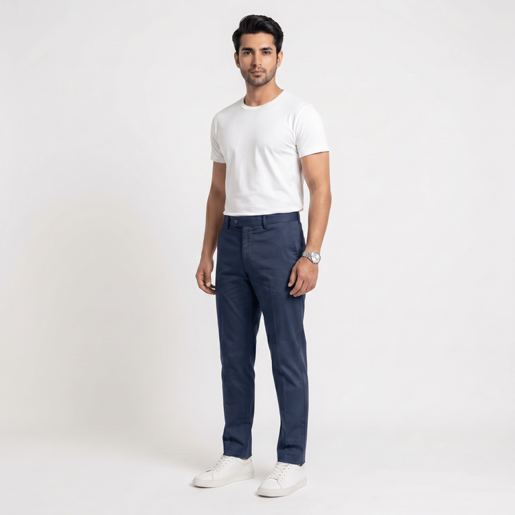 Size 52 - Canali Dark Blue Men's Trouser-Hover-Image