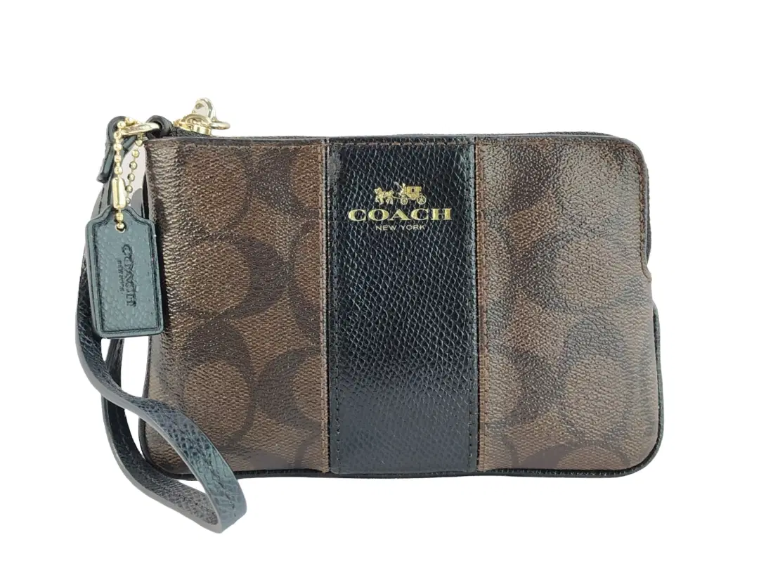 Coach Signature PVC Leather Corner Zip Wristlet