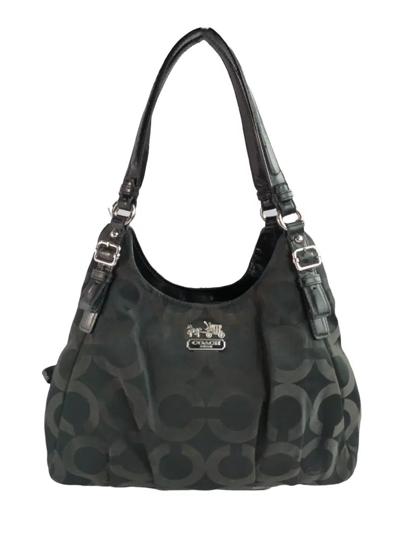 Coach Black Madison Op Art Sateen Maggie Shoulder Bag