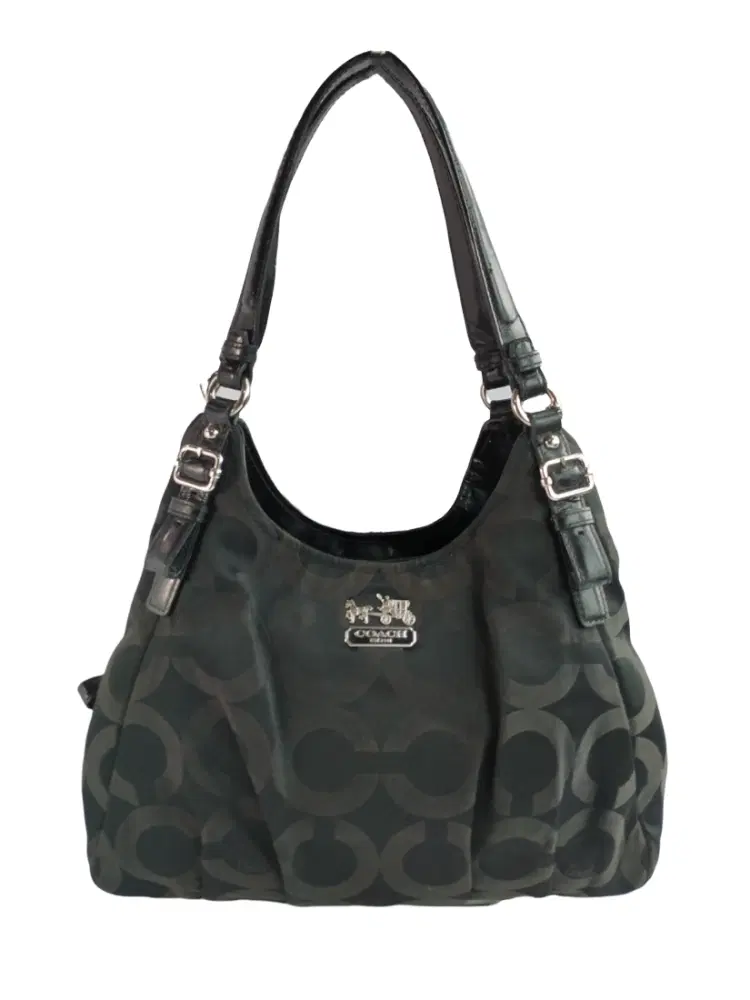 Coach Black Madison Op Art Sateen Maggie Shoulder Bag-Hover-Image