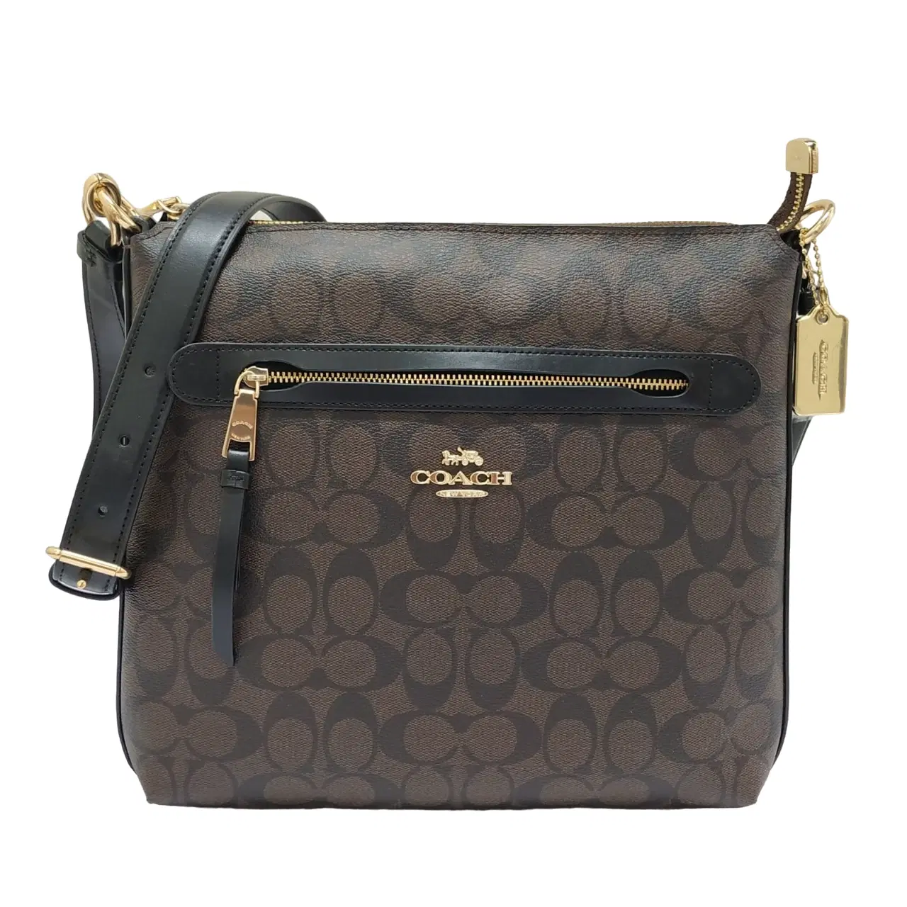 Coach Signature Canvas Mae File Crossbody Bag