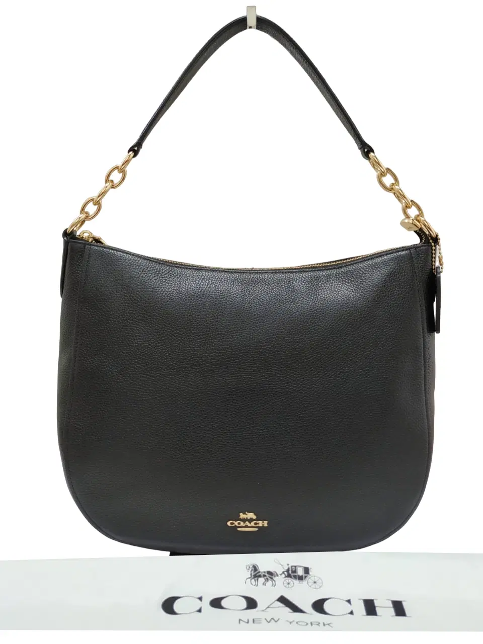 Coach Black Pebble Leather Chelsea Hobo Bag