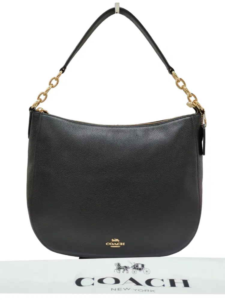 Coach Black Pebble Leather Chelsea Hobo Bag-Hover-Image