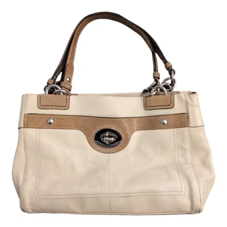 Coach Penelope Leather Brown Snakeskin Carryall Tote-Hover-Image