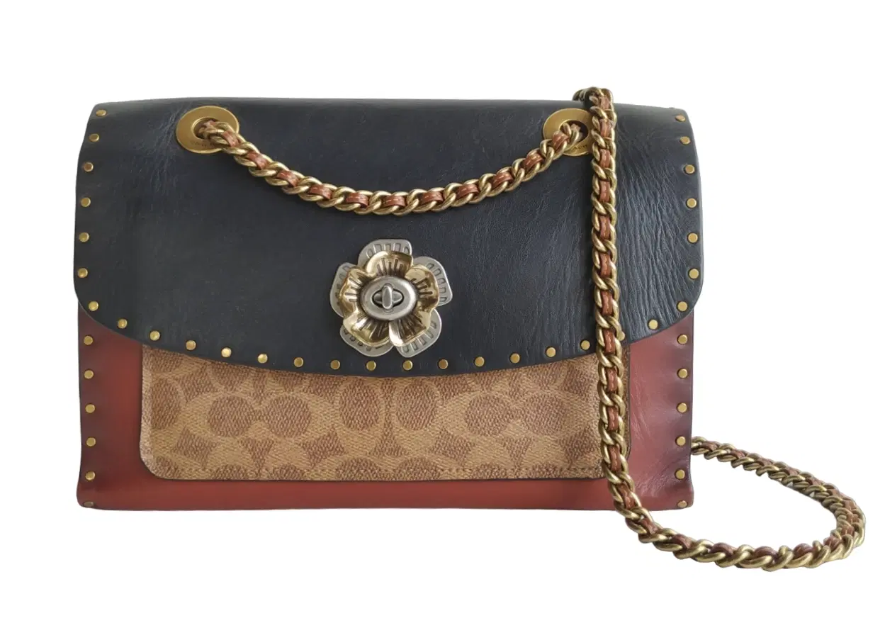 Coach Parker signature Rivet Exotic Shoulder Bag