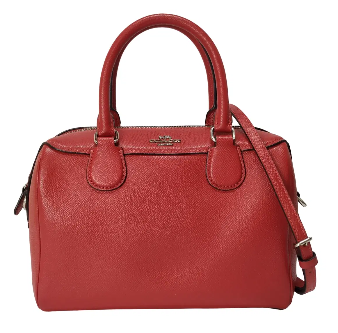 Coach Red Pebble Leather Mini Bennett Satchel