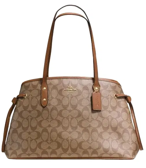 Coach Signature Canvas and Leather Drawstring Carryall Satchel