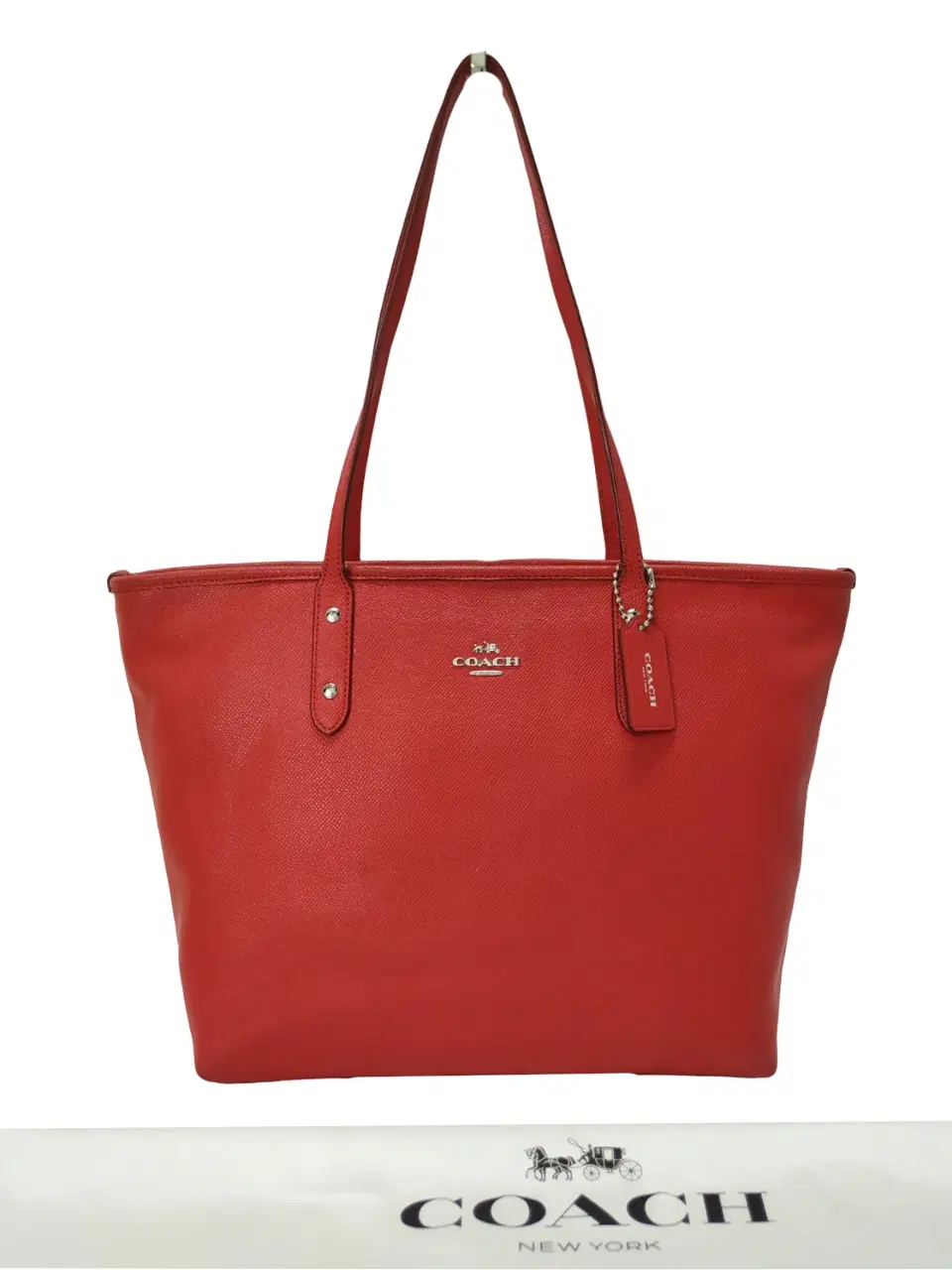 Coach Red Crossgrain Tote Bag