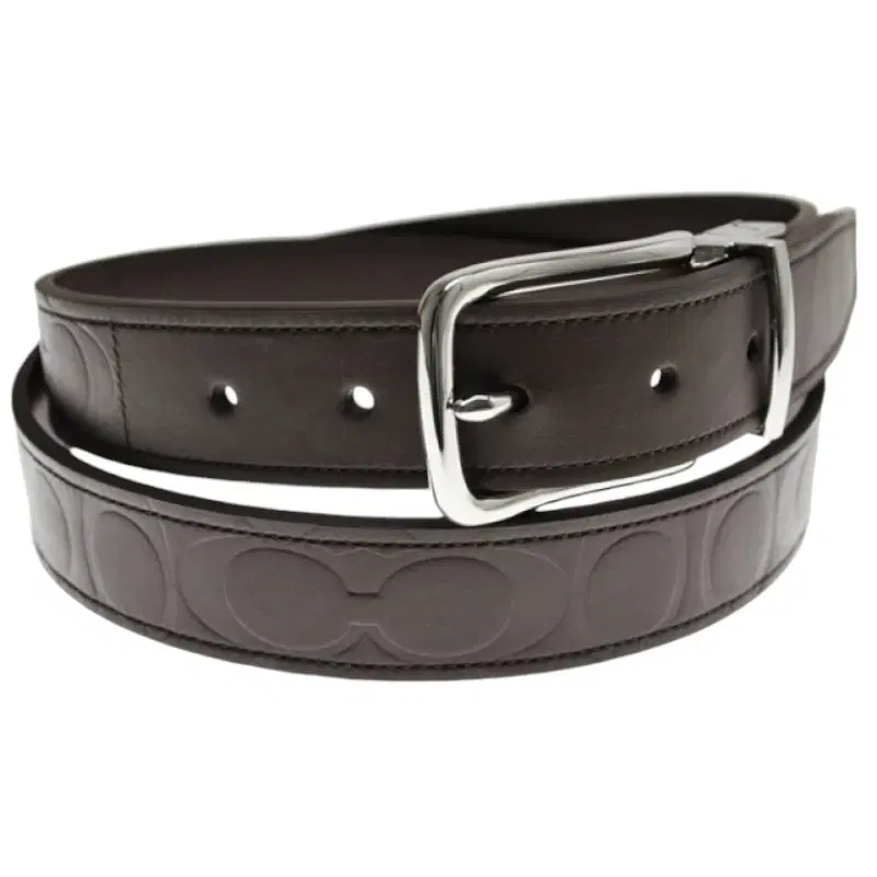 Coach Harness Signature Brown Embossed Leather Reversible Belt