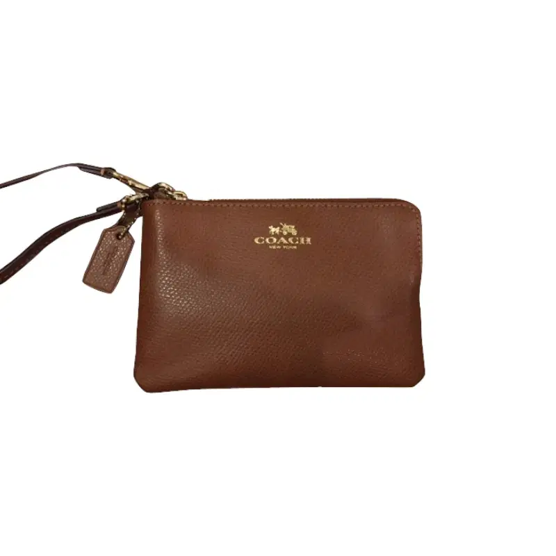 Coach Tan Pebbled Soft Leather Wristlet