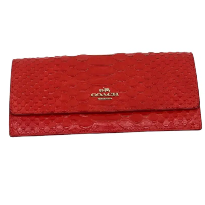 Coach 1941 Snake Embossed Metallic Red Leather Wallet