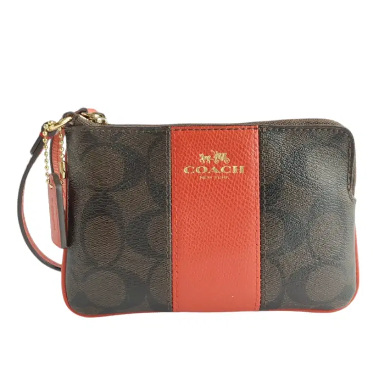 Coach Signature Canvas Corner Zip Wristlet