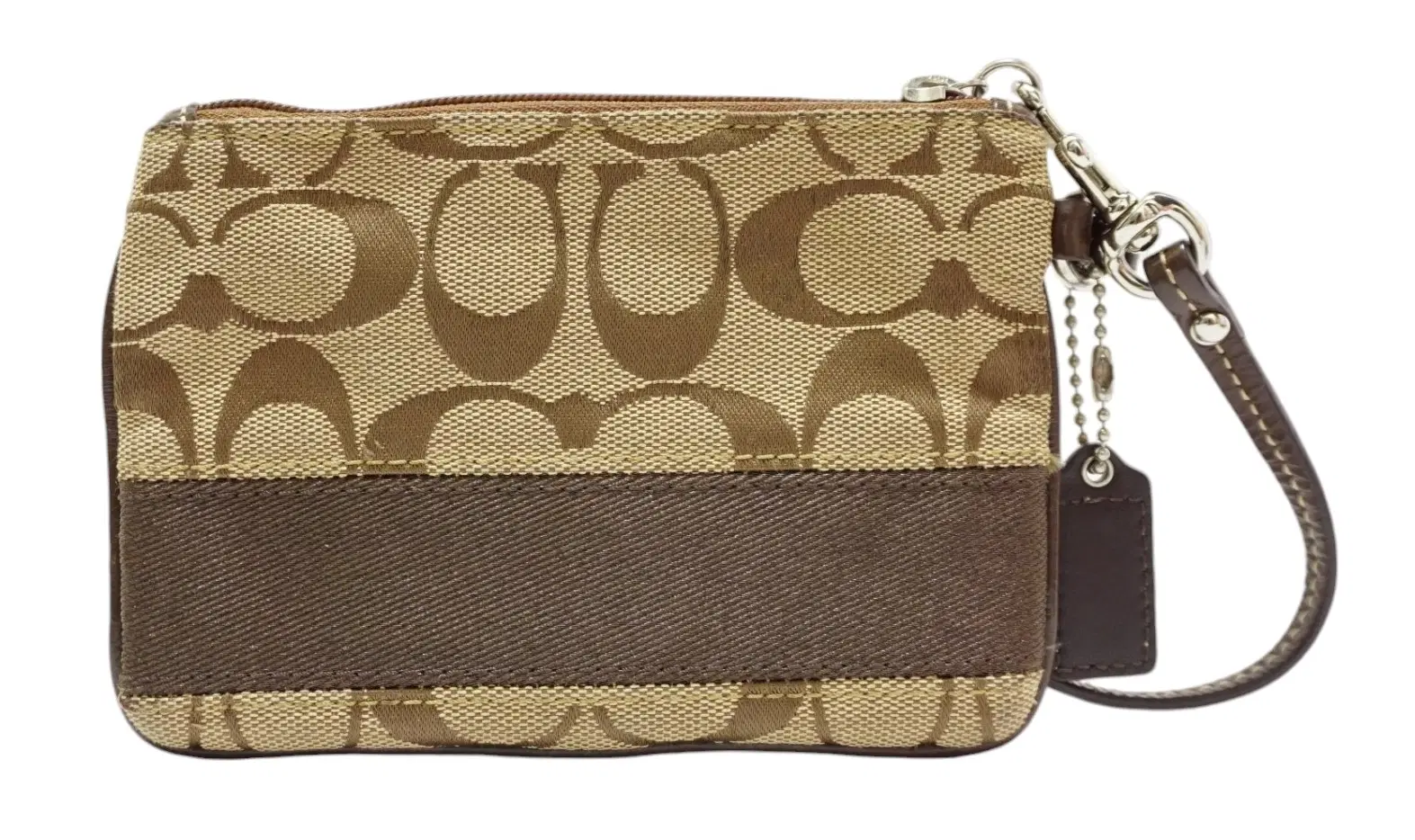 Coach Brown Logo Canvas Wristlet