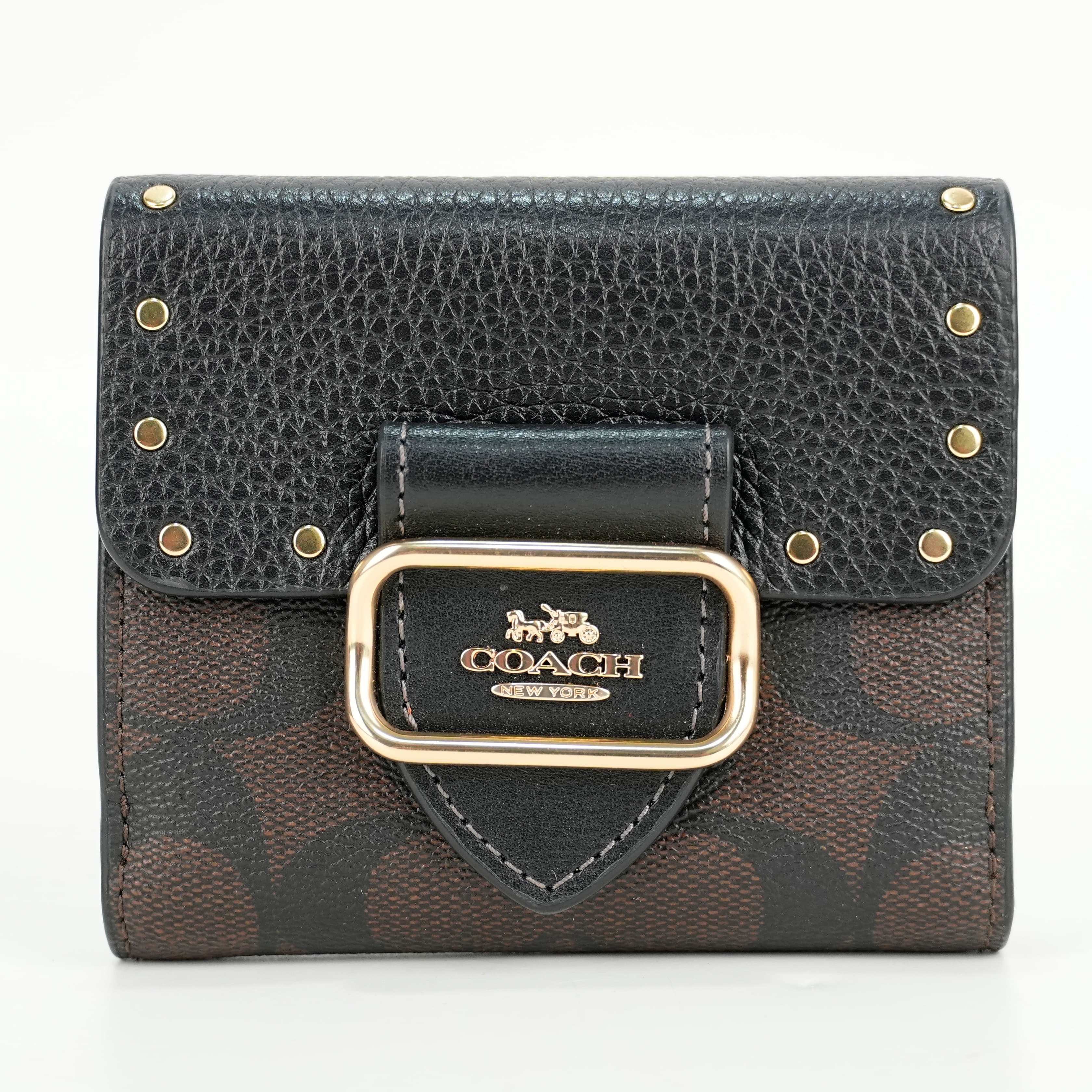 Coach Small Morgan Wallet In Colorblock Signature Canvas With Rivets