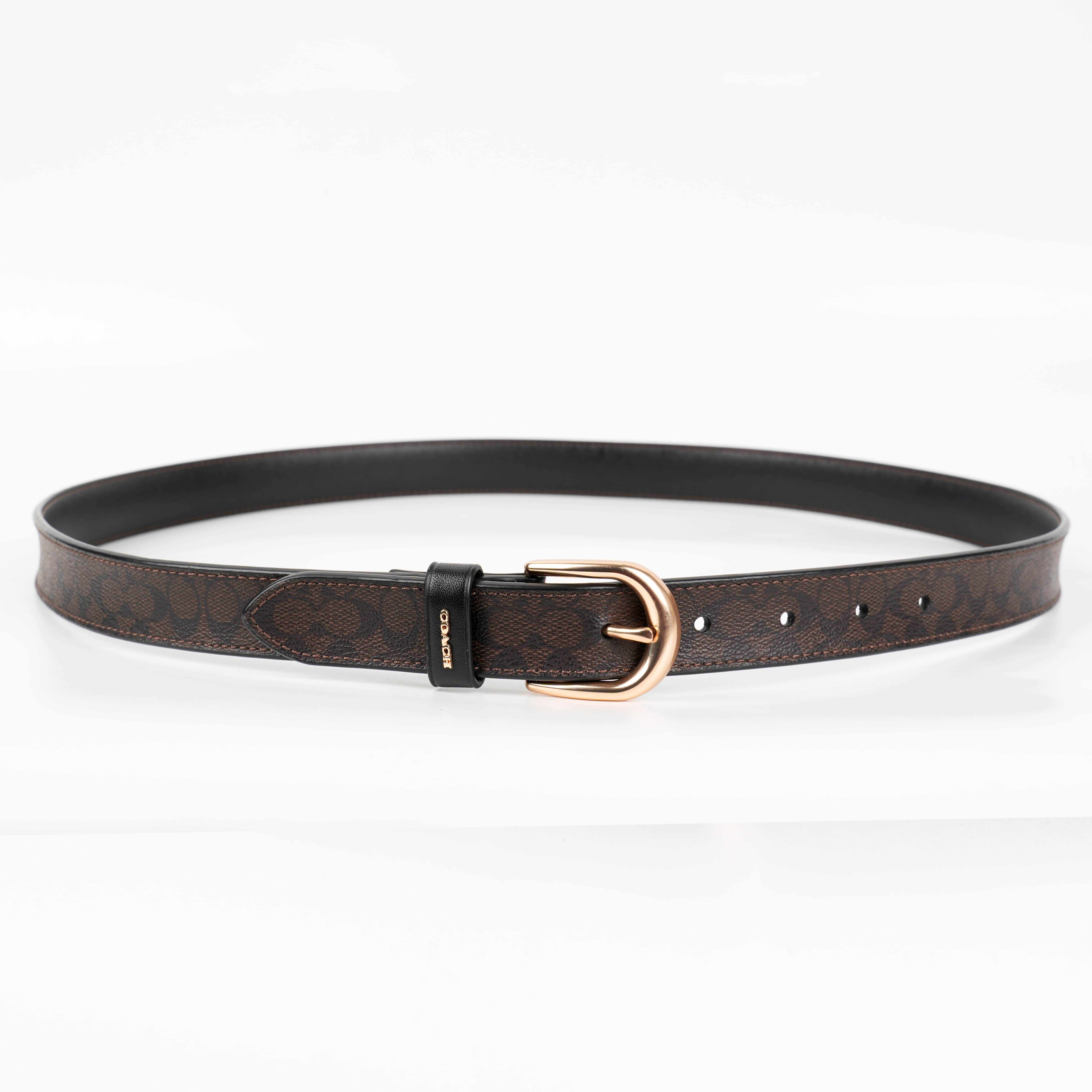 Coach Modern Harness Cut To Size Reversible Belt Brown Logo Leather AUTHENTIC COACH® | Harness Buckle Cut To Size Reversible Belt, 38 Mm main image 3