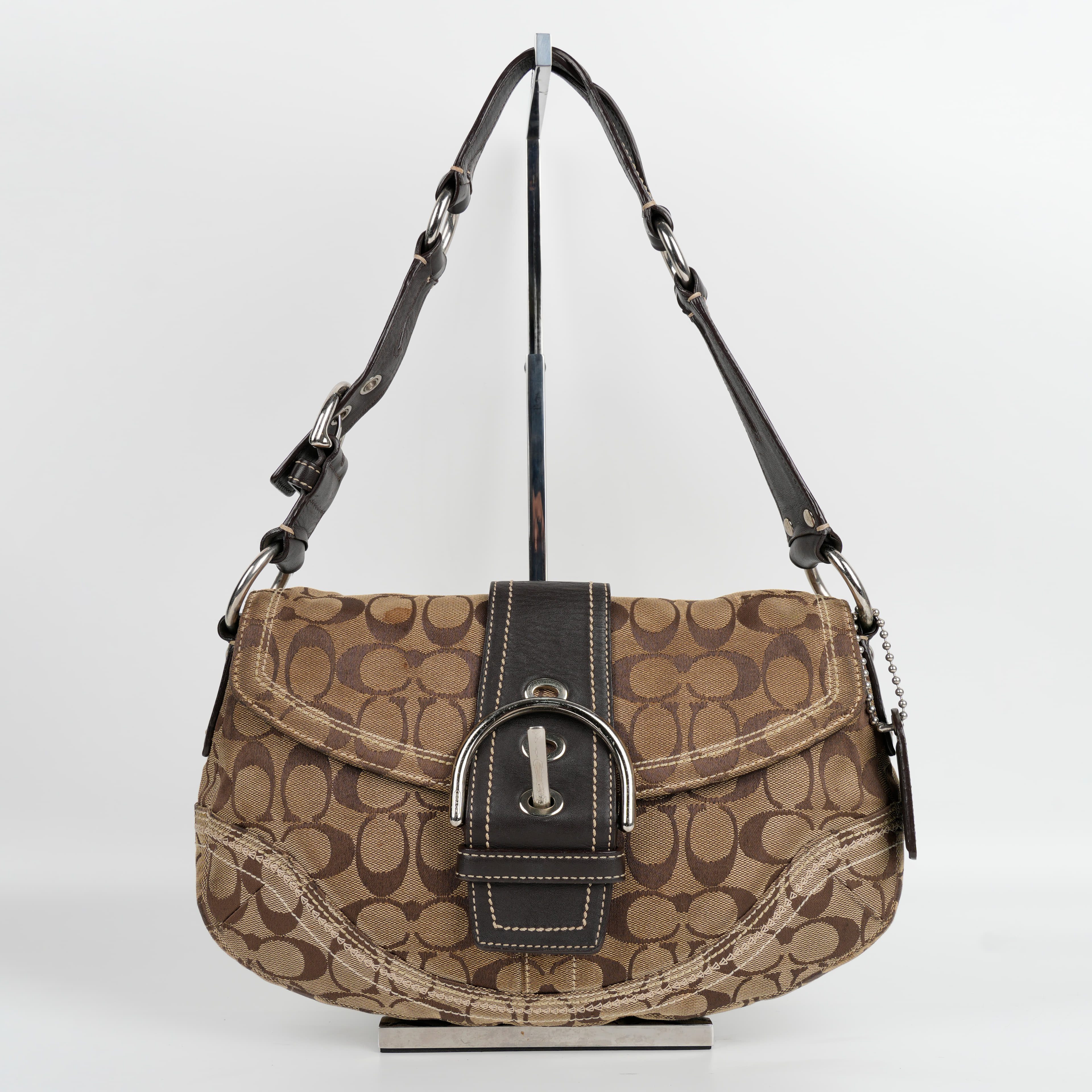 Coach Soho Buckle Flap Beige Buckle Flap Shoulder Bag