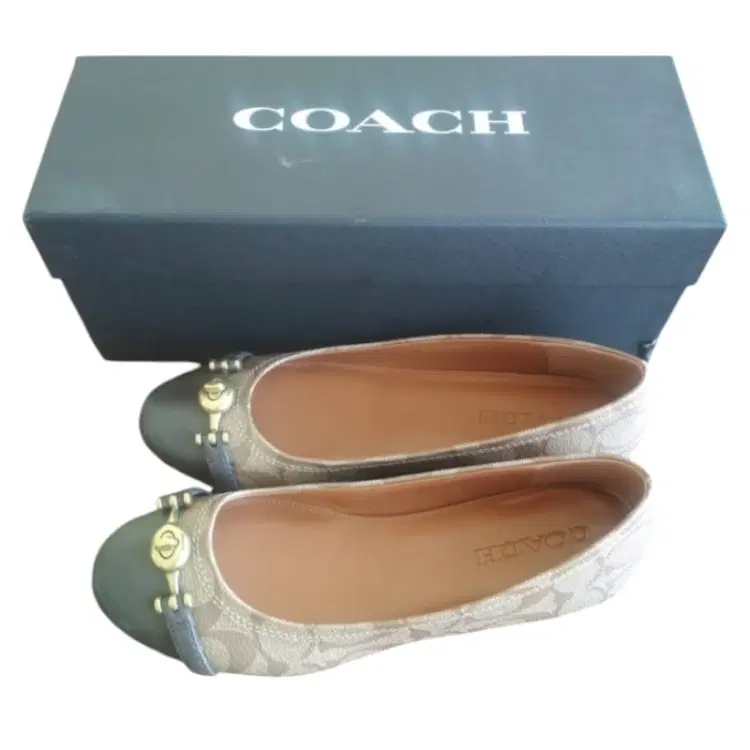 Coach Leila Ballet Flat Brown Khaki Mahogany-Hover-Image