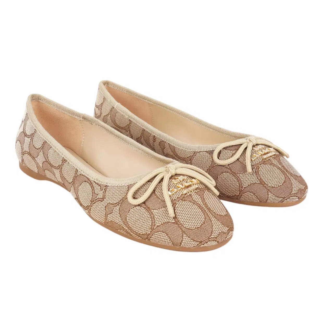 Size 5.5 - Coach Alina Ballet In Signature Jacquard - US 5.5 / Khaki/Saddle