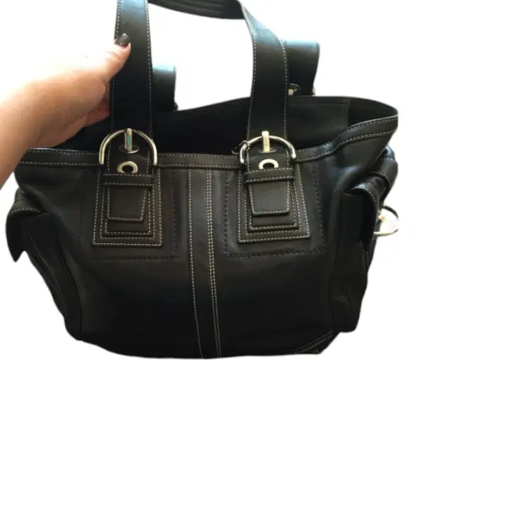 Coach Black Leather Handbag-Hover-Image