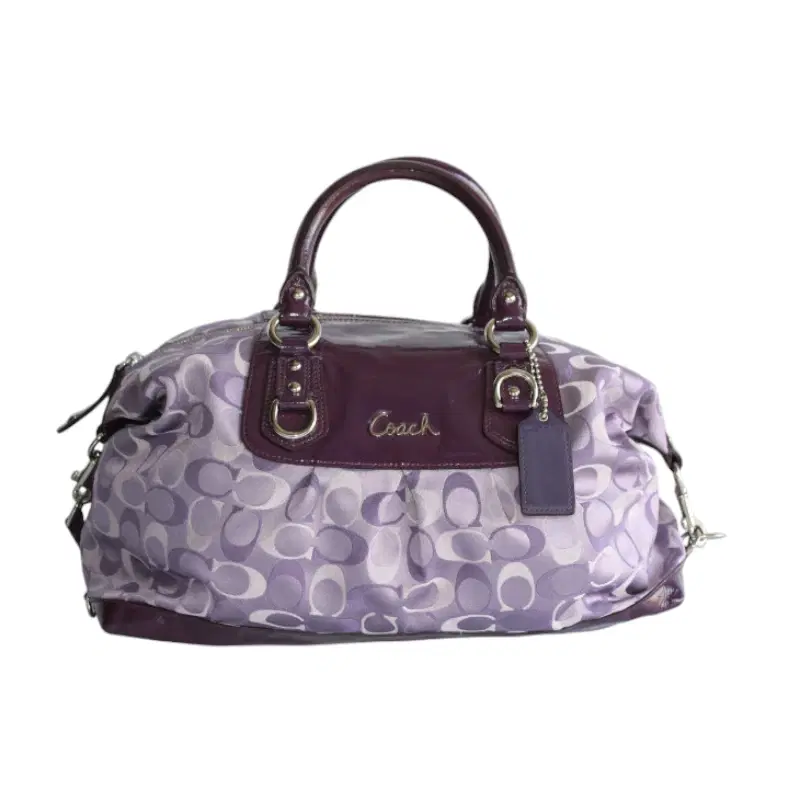 Coach 3 Color Signature Large Ashley Satchel Bag Violet Purple Multi