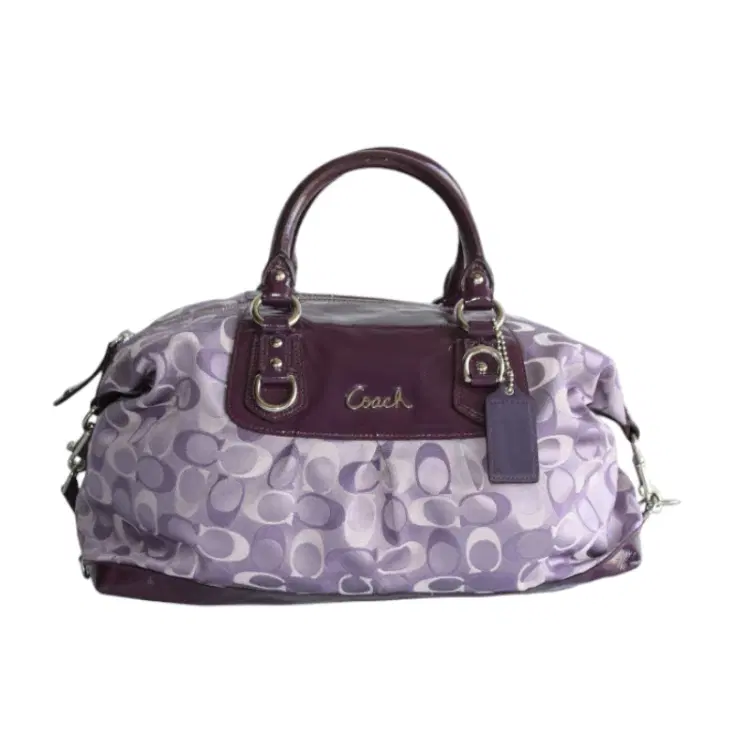 Coach 3 Color Signature Large Ashley Satchel Bag Violet Purple Multi-Hover-Image