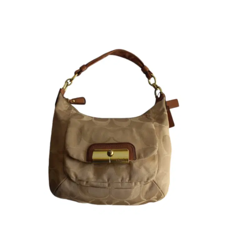 Coach Light Brown Fabric Monogram Hobo-Hover-Image