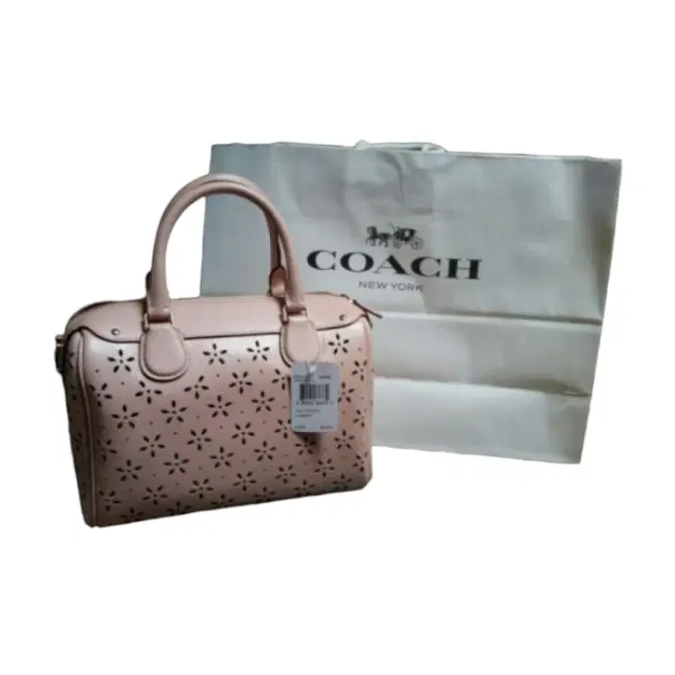 Coach Laser Cut Bennett Satchel Crossbody Pink Rose Peach Glitter-Hover-Image