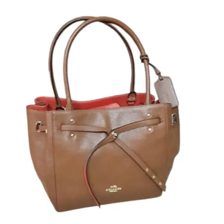 Coach Turnlock Tie Brown Birch Tote Bag-Hover-Image