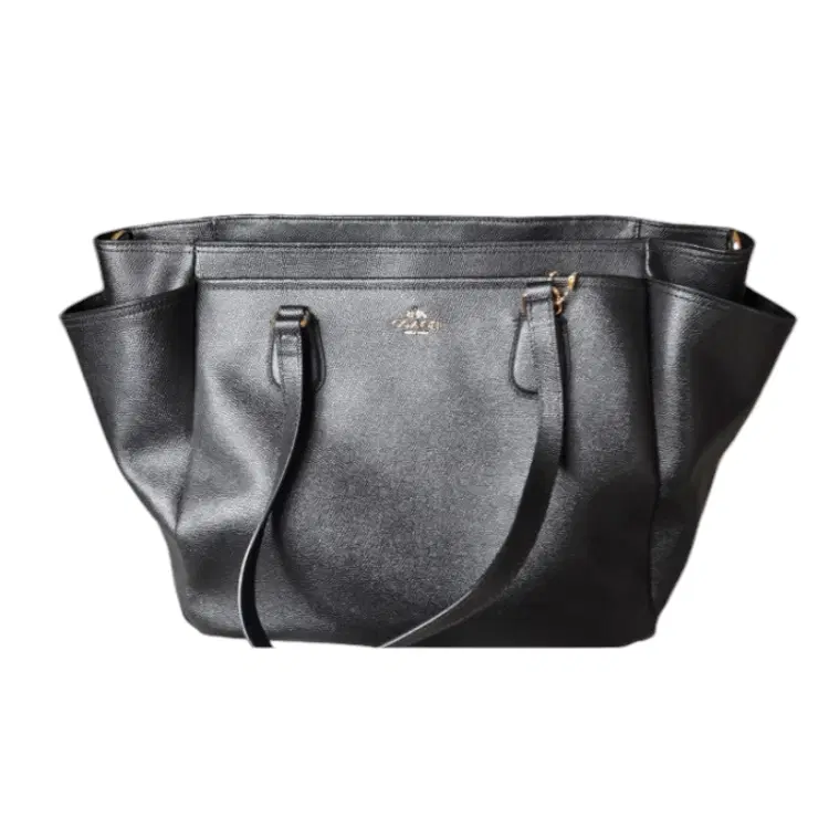 Coach Black Crossgrain Leather Diaper Baby Bag-Hover-Image