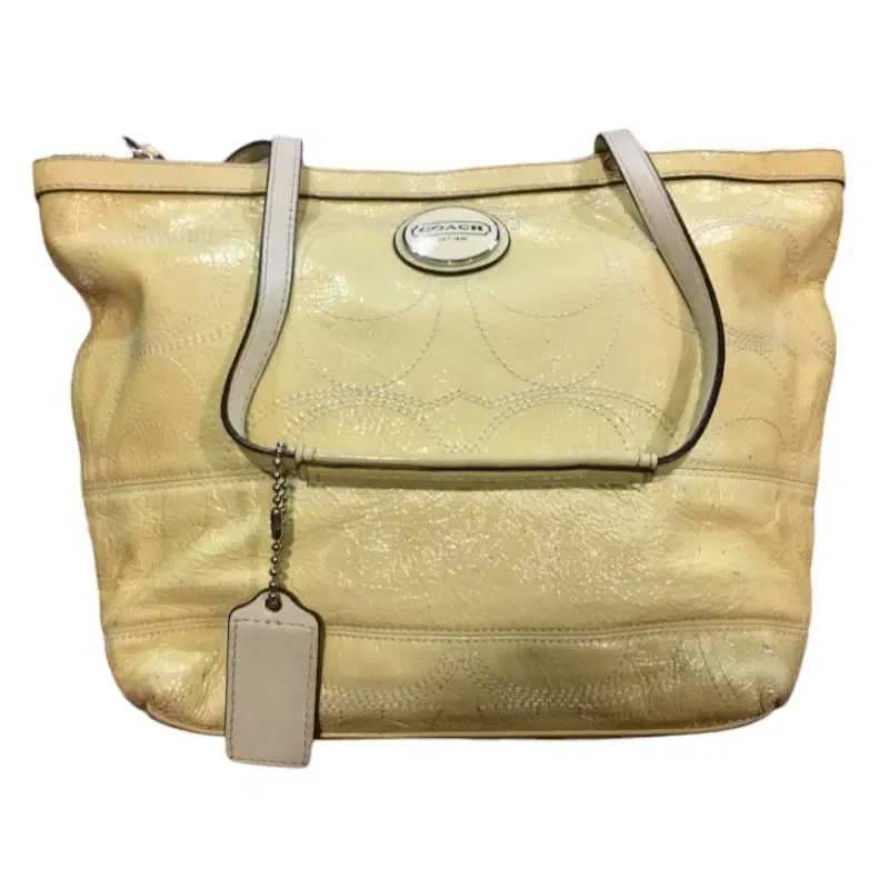 Coach White Stripe Tote