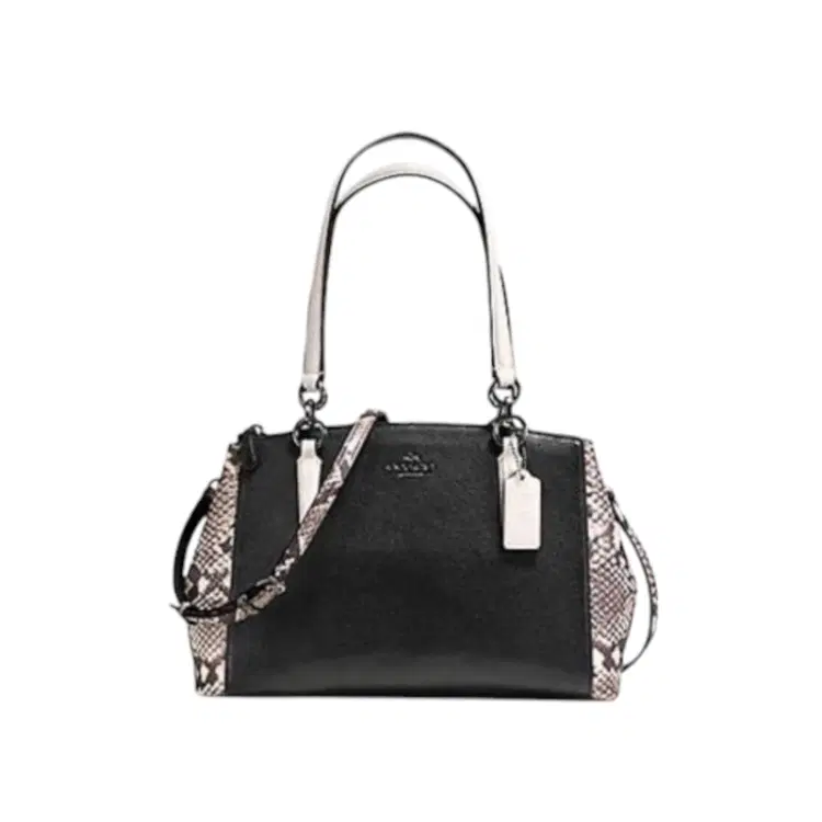 Coach Minetta Snake Embossed Leather Black Satchel-Hover-Image