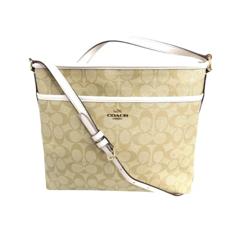 Coach Light Gold Coated Canvas Signature File Bag-Hover-Image