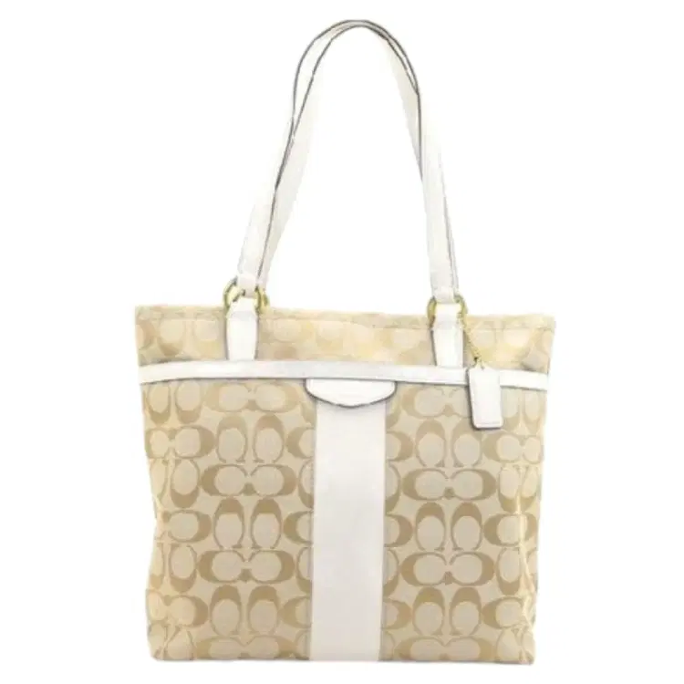 Coach Signature Stripe F28504 Leather Trim Tote-Hover-Image