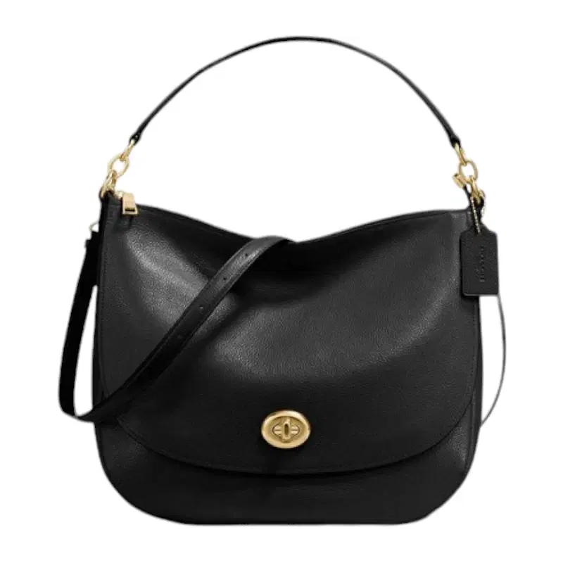 Coach Saddle Turnlock Leather Hobo Crossbody Bag