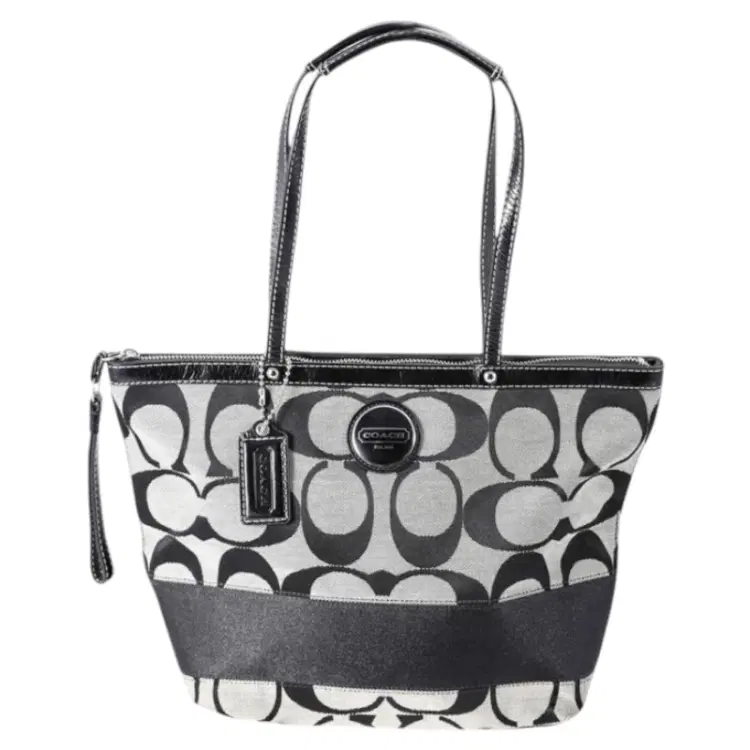 Coach 15112 Signature Stripe Silver and Black Tote-Hover-Image