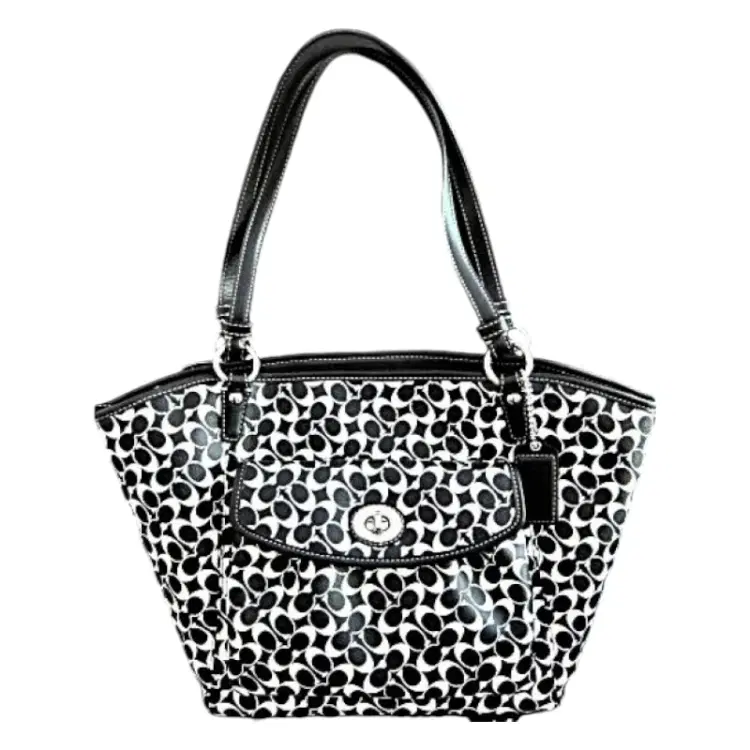 Coach F15135 Black & White Signature Tote-Hover-Image