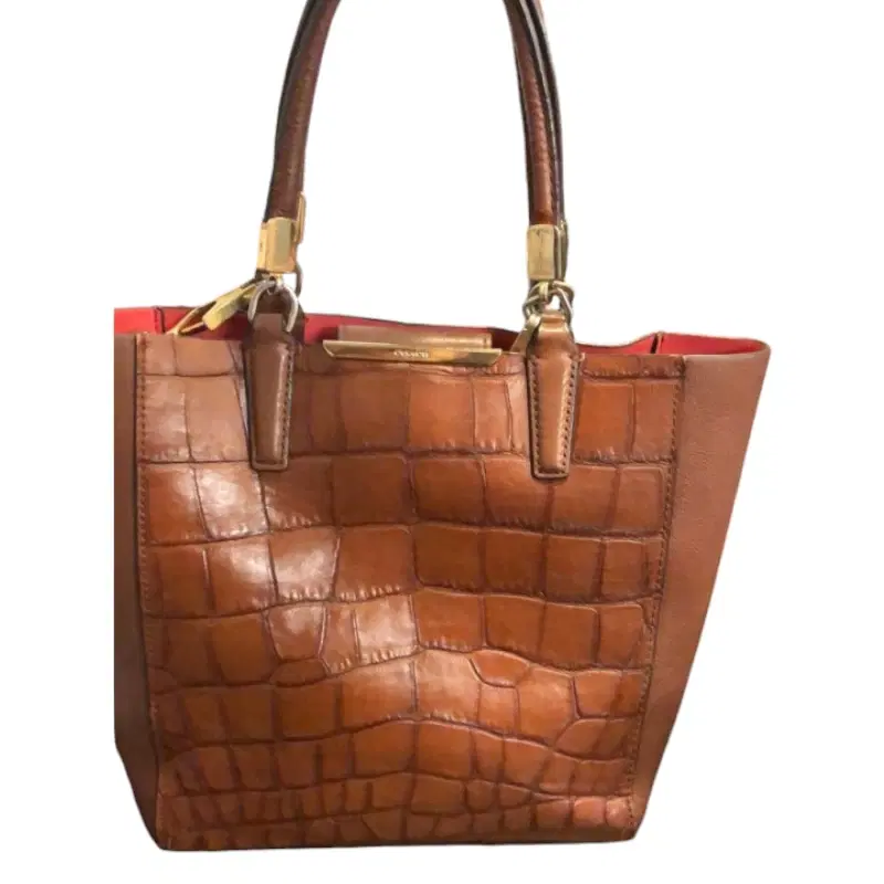 Coach Madison Mini North/South Croc Embossed Bonded Tote
