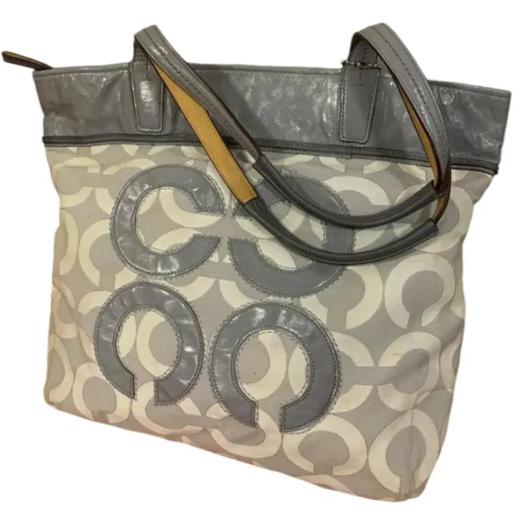 Coach Audrey Grey Signature C Fabric Leather Tote-Hover-Image