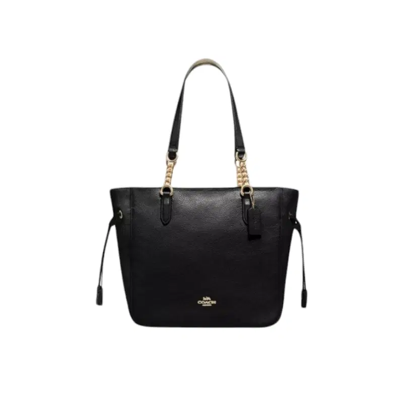 Coach Black Pebble Leather Elle Chain Tote