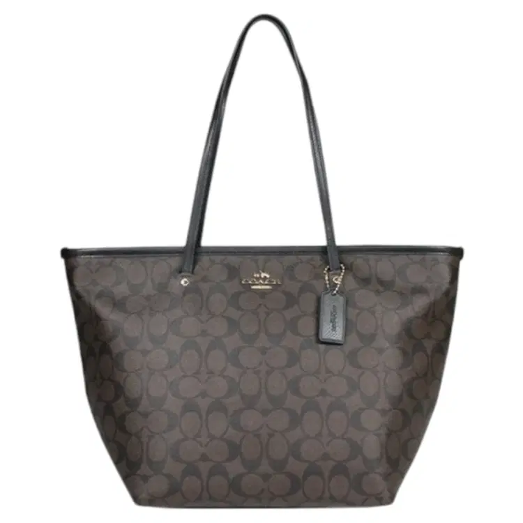Coach F34104 Brown / Black Signature Tote Bag-Hover-Image